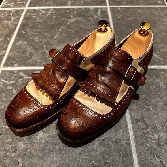 Church's Shoes - Church's Brown and Tan Leather Monk Strap Loafers